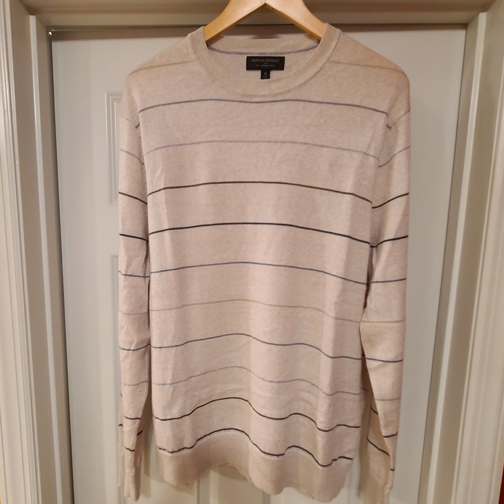 Banana Republic merino wool striped crewneck sweater xl